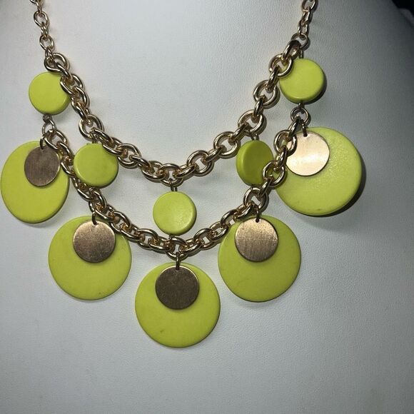 Boho Gold Tone and Neon Disc Statement Bib Necklace - Picture 2 of 6
